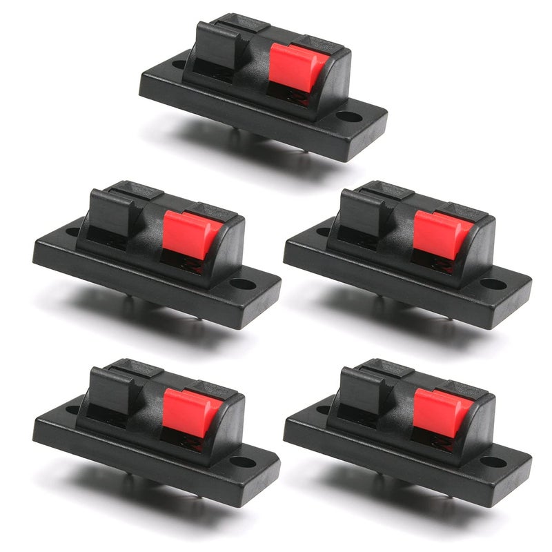 Fielect 5Pcs Spring Speaker Terminal Clip 2 Way Speaker Spring Connection Clip Jointing Clamp Jack Socket Push Release Connector Speaker Terminal Strip Block - Image 1
